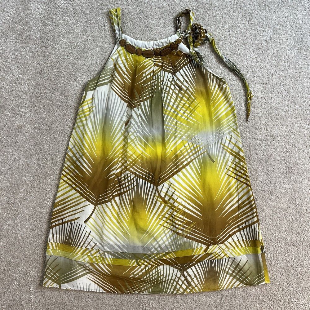 Eliza J Dress Womens 10 Yellow Floral Chiffon Sleeveless‎ Trapeze Mini Silk